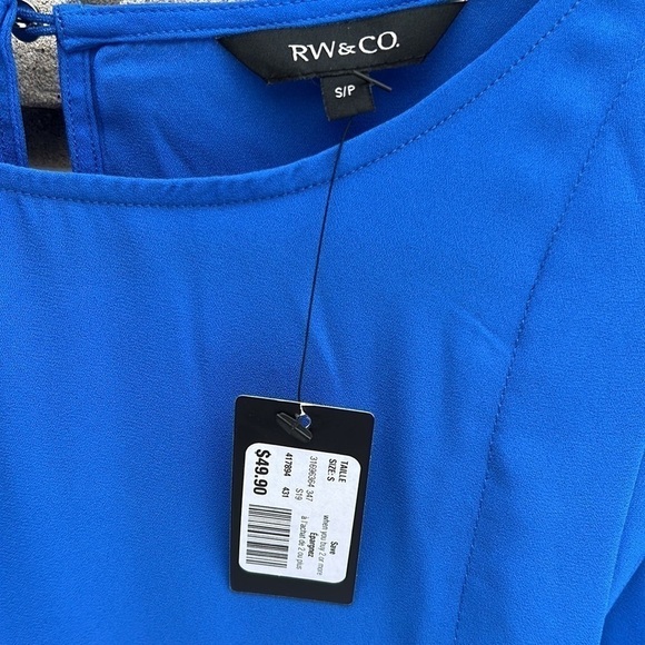 RW&Co Royal Blue Cap Sleeve Top Sz S - Picture 5 of 8